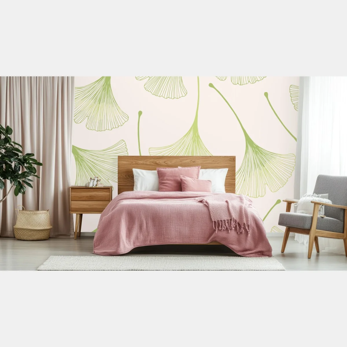 Fototapete zartes ginkgoblattmuster – Wallnifity® Fototapete zartes ginkgoblattmuster – Wallnifity®