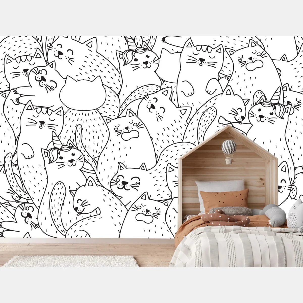 Fototapete verspieltes katzen-doodle muster – Wallnifity® Fototapete verspieltes katzen-doodle muster – Wallnifity®