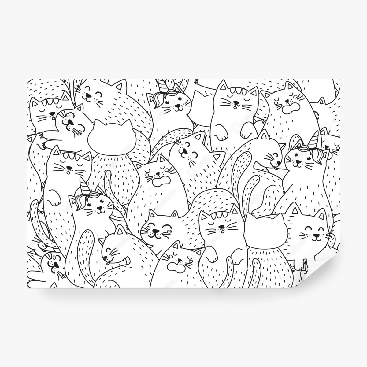 Fototapete verspieltes katzen-doodle muster – Wallnifity® Fototapete verspieltes katzen-doodle muster – Wallnifity®