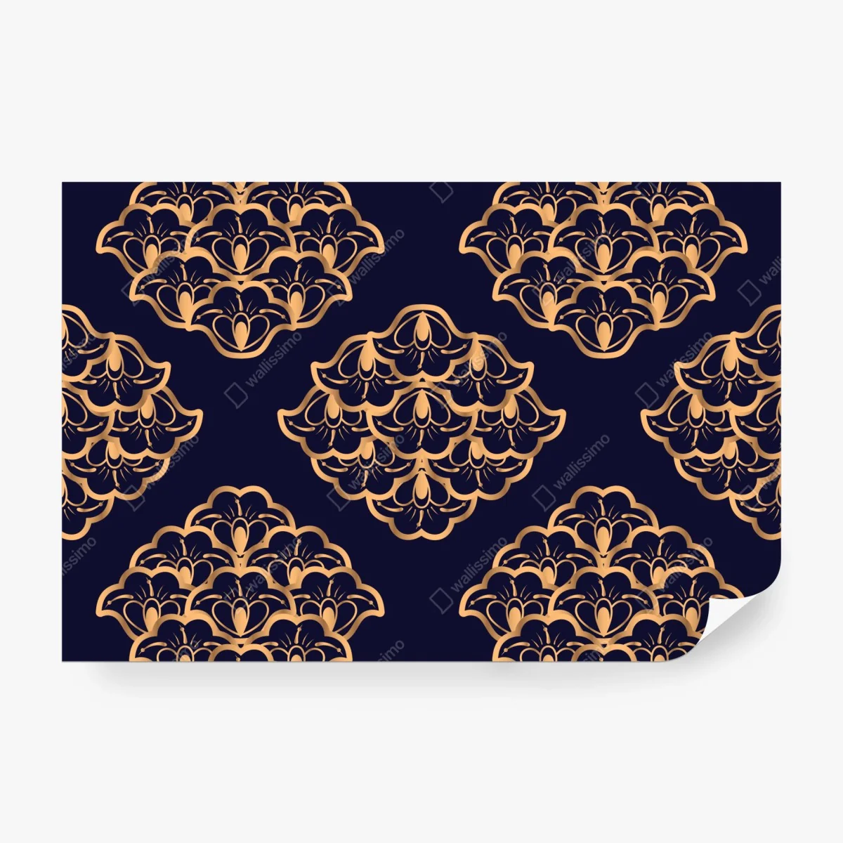 Fototapete goldenes damastmuster auf marineblauem hintergrund – Wallnifity® Fototapete goldenes damastmuster auf marineblauem hintergrund – Wallnifity®