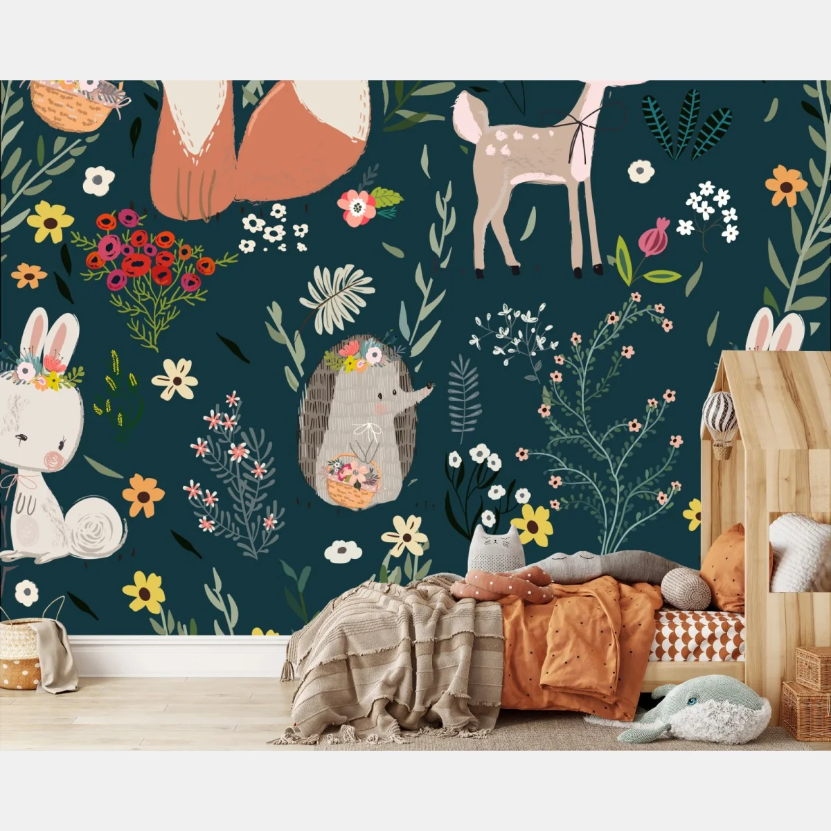 Fototapete waldfreunde blumenmuster fürs kinderzimmer – Wallnifity® Fototapete waldfreunde blumenmuster fürs kinderzimmer – Wallnifity®