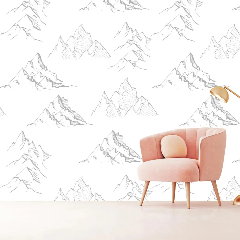 Fototapete handgezeichnetes bergmuster