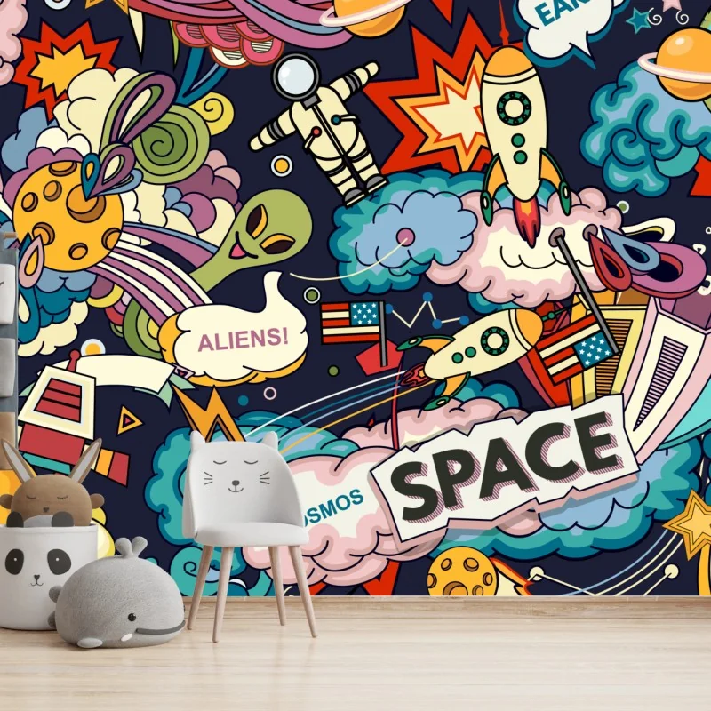 Fototapete bunte kosmische weltraum-collage