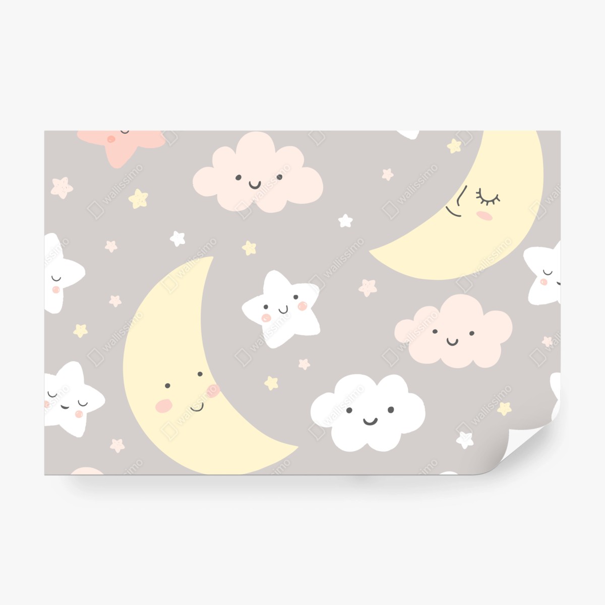 Fototapete schlafender mond und sterne kinderzimmer muster – Wallnifity®
