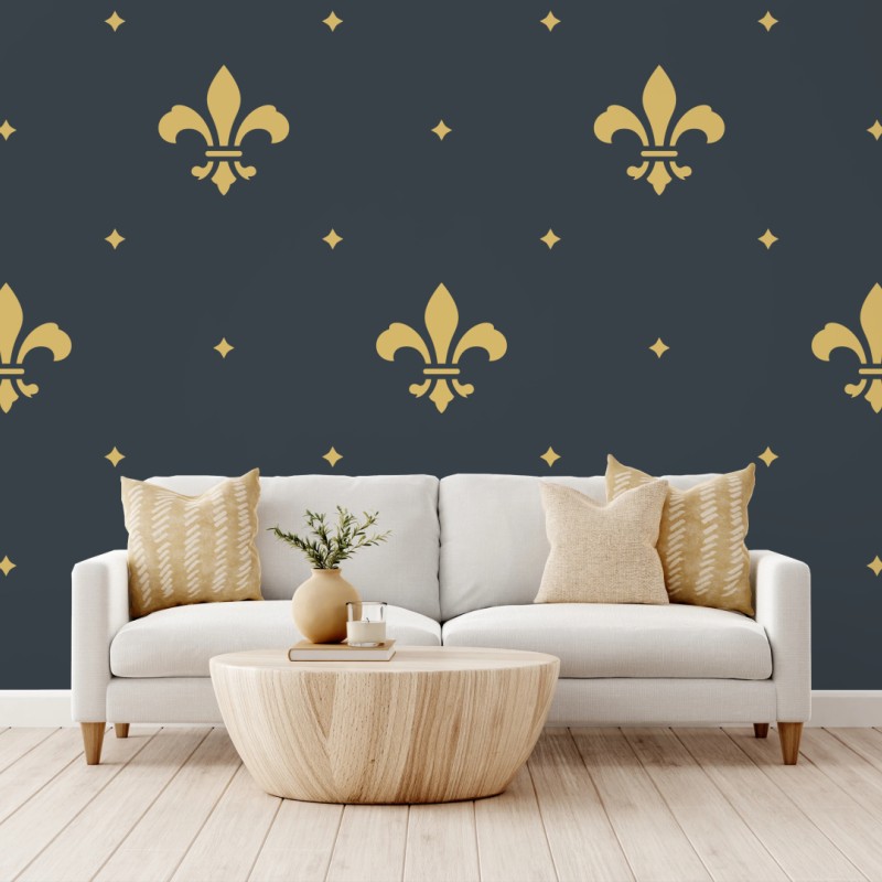 Fototapete goldenes lilienmuster auf dunklem hintergrund