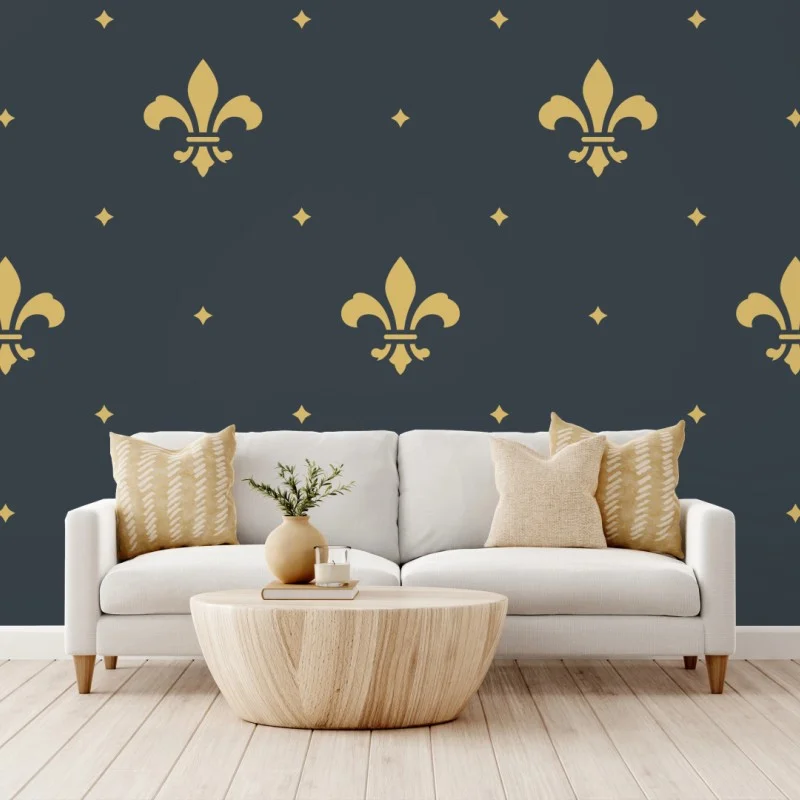 Fototapete goldenes lilienmuster auf dunklem hintergrund