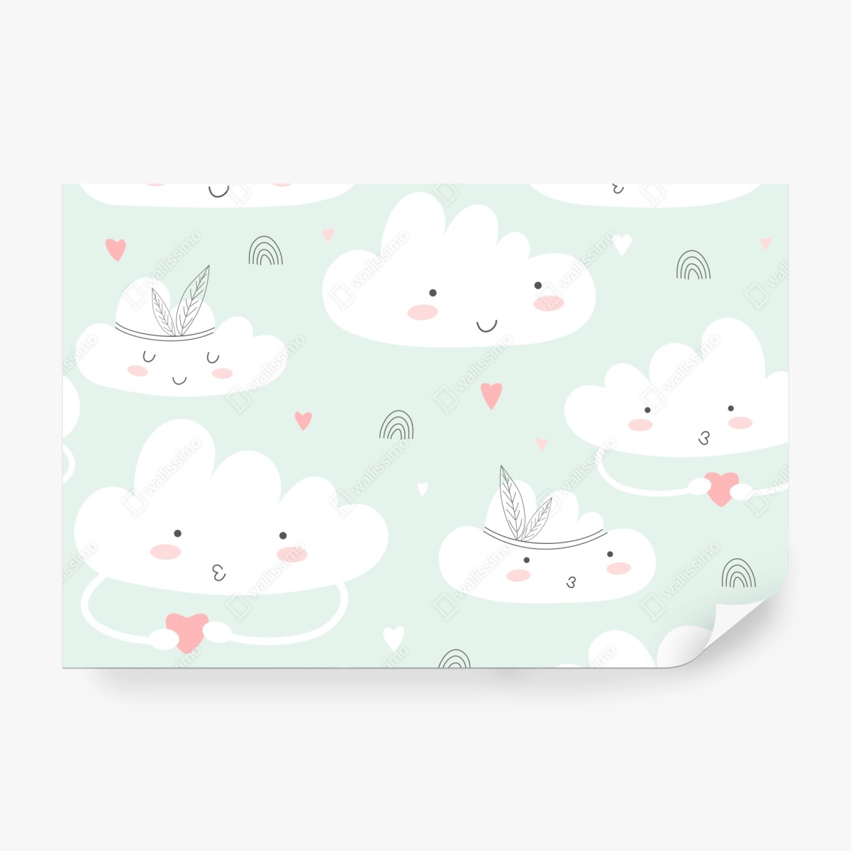 Fototapete lächelnde wolken pastellmuster fürs kinderzimmer – Wallnifity® Fototapete lächelnde wolken pastellmuster fürs kinderzimmer – Wallnifity®