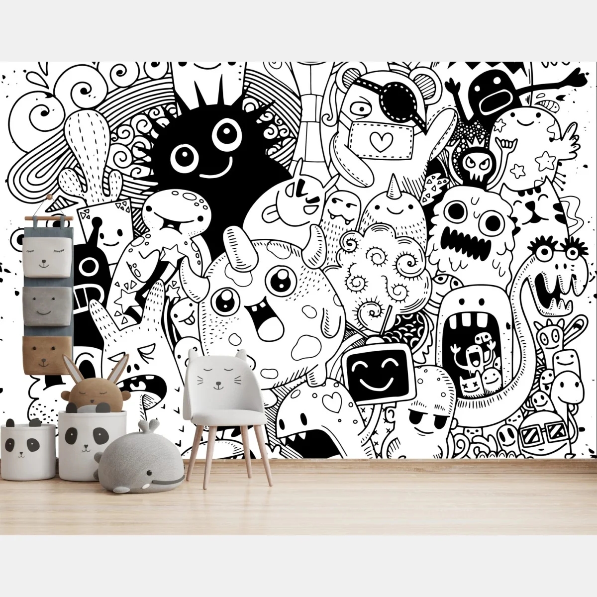 Fototapete verspielte monster-zeichnung – Wallnifity® Fototapete verspielte monster-zeichnung – Wallnifity®