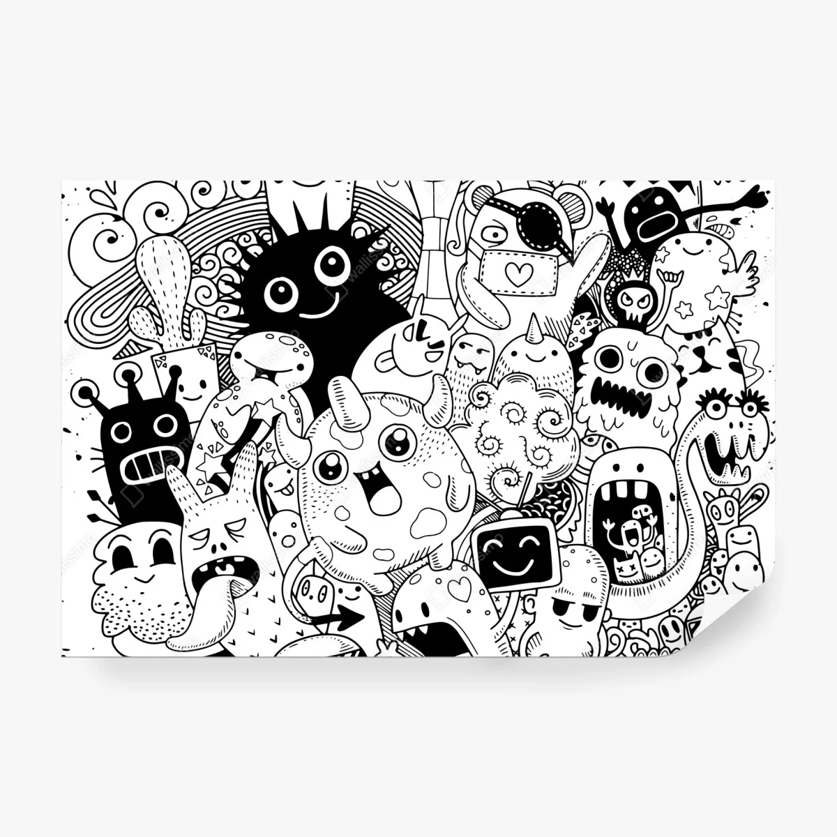 Fototapete verspielte monster-zeichnung – Wallnifity® Fototapete verspielte monster-zeichnung – Wallnifity®