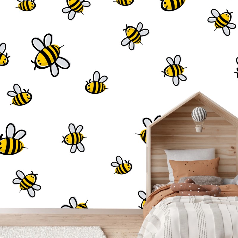 Fototapete verspieltes bienenmuster für kinderzimmer