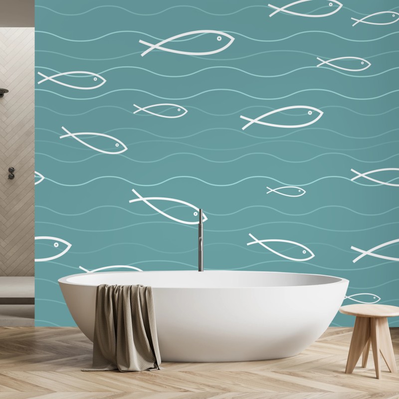 Fototapete türkis fischmuster