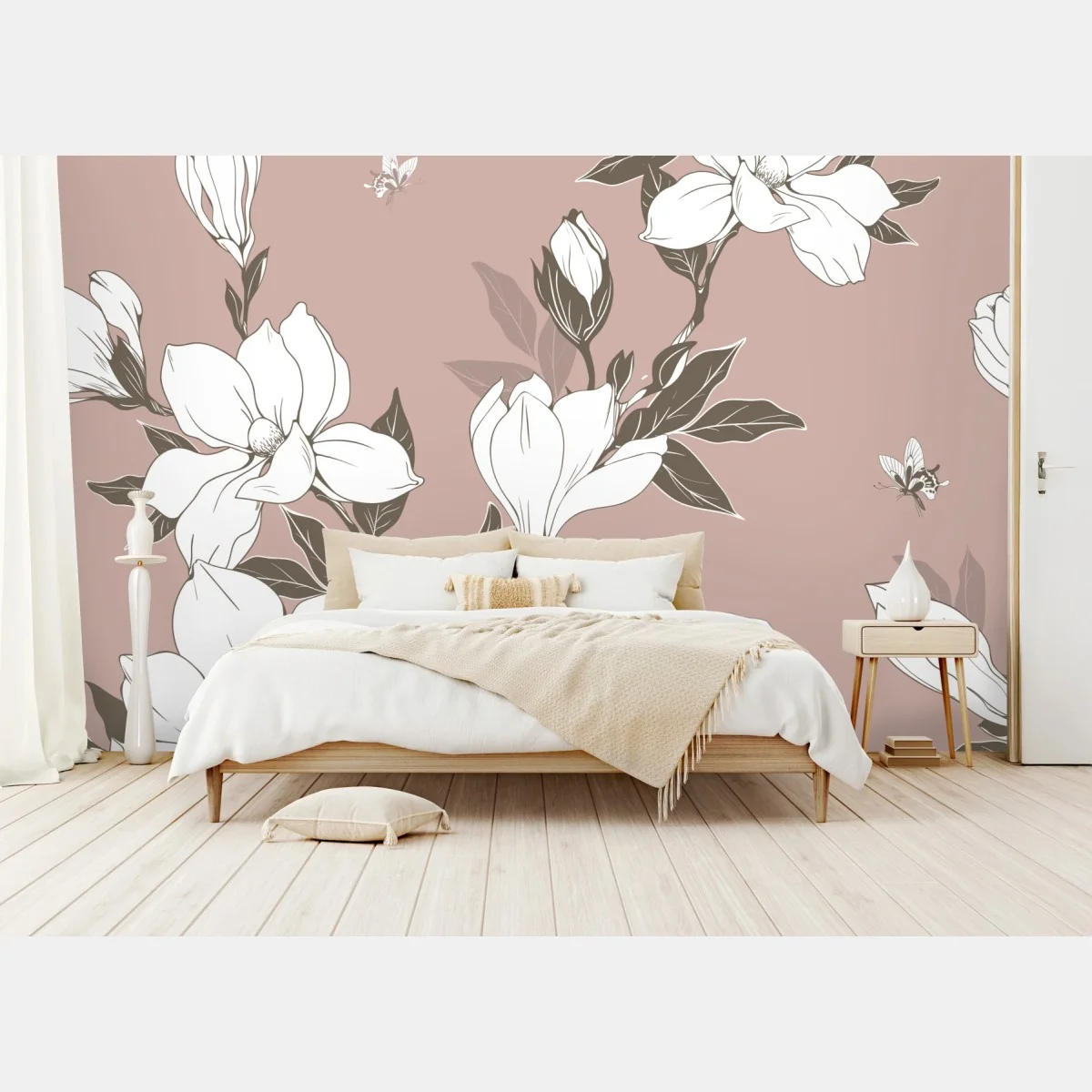 Fototapete zartes magnolienmuster – Wallnifity® Fototapete zartes magnolienmuster – Wallnifity®