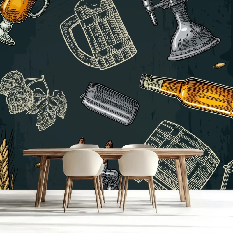 Fototapete vintage bier und brauerei muster