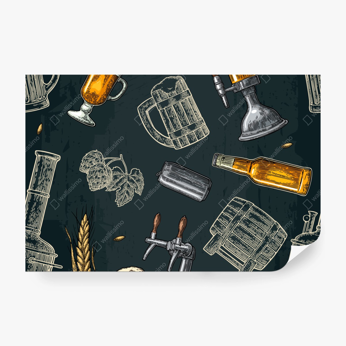 Fototapete vintage bier und brauerei muster – Wallnifity® Fototapete vintage bier und brauerei muster – Wallnifity®