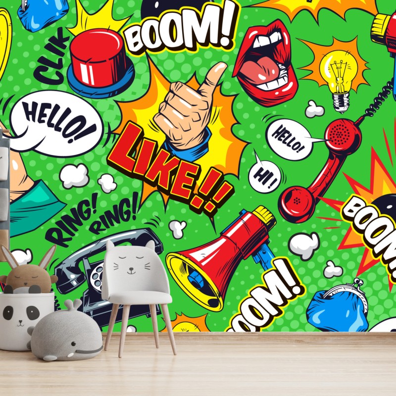 Fototapete comic pop-art explosionsmuster