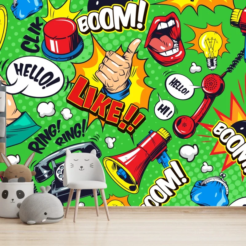 Fototapete comic pop-art explosionsmuster