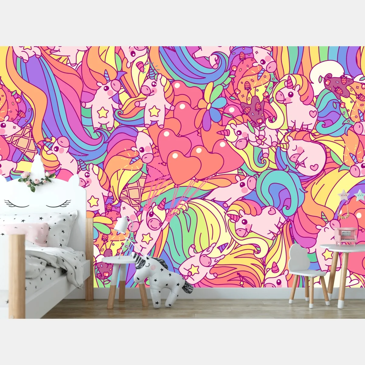 Fototapete verspieltes pastell-einhornmuster – Wallnifity®