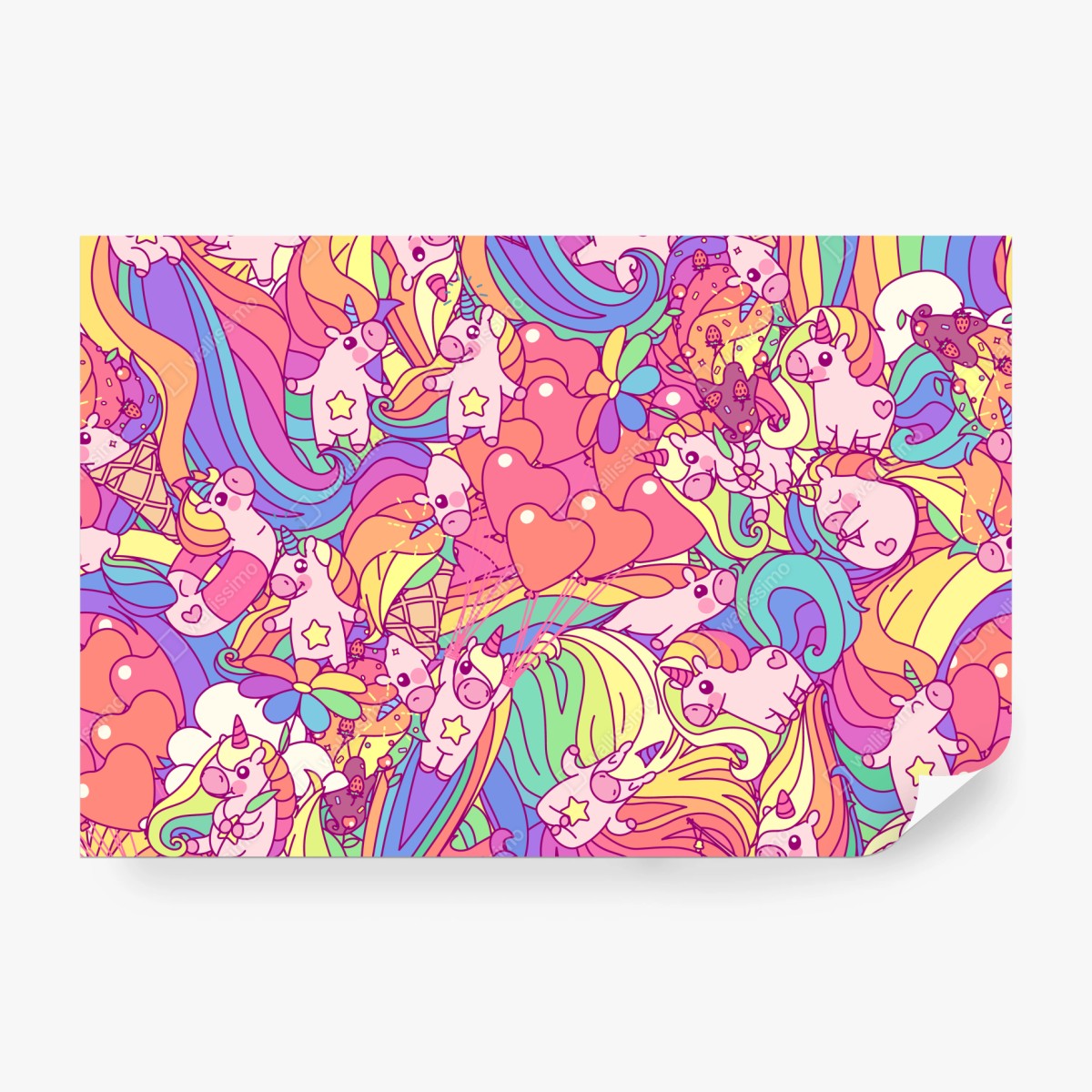 Fototapete verspieltes pastell-einhornmuster – Wallnifity®