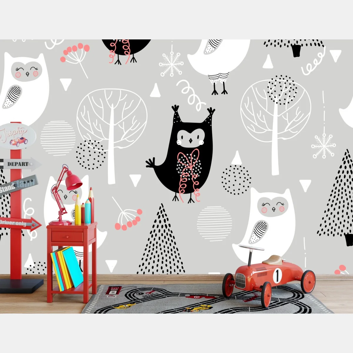 Fototapete skandinavisches eulenmuster für kinderzimmer – Wallnifity® Fototapete skandinavisches eulenmuster für kinderzimmer – Wallnifity®