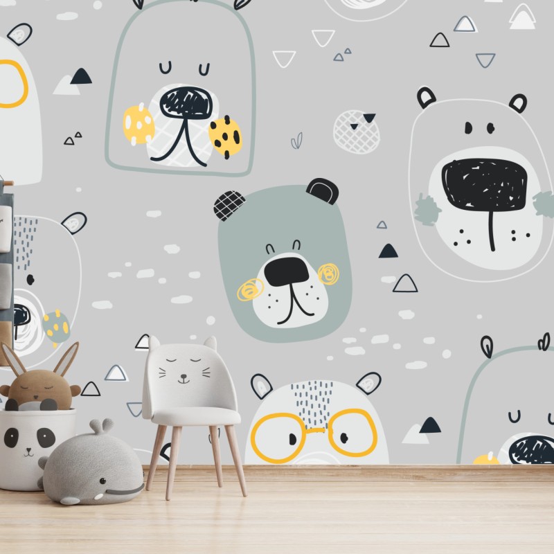 Fototapete verspieltes bärenmuster für kinderzimmer