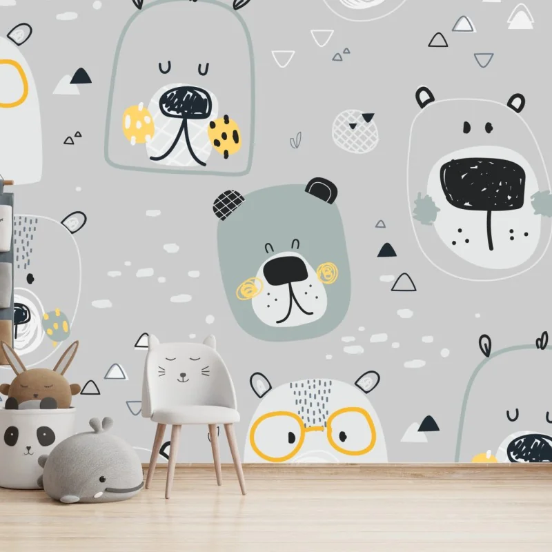 Fototapete verspieltes bärenmuster für kinderzimmer – Wallnifity® Fototapete verspieltes bärenmuster für kinderzimmer – Wallnifity®