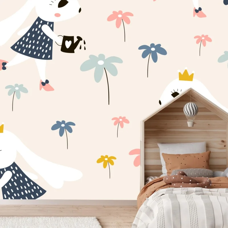 Fototapete muster mit hasenprinzessin