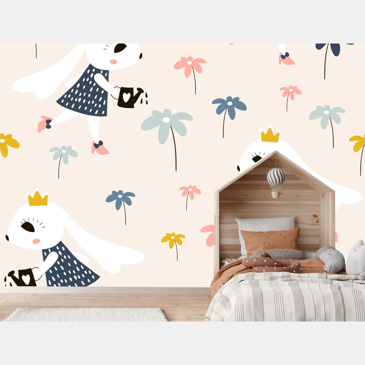 Fototapete muster mit hasenprinzessin – Wallnifity®