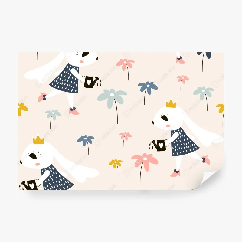 Fototapete muster mit hasenprinzessin