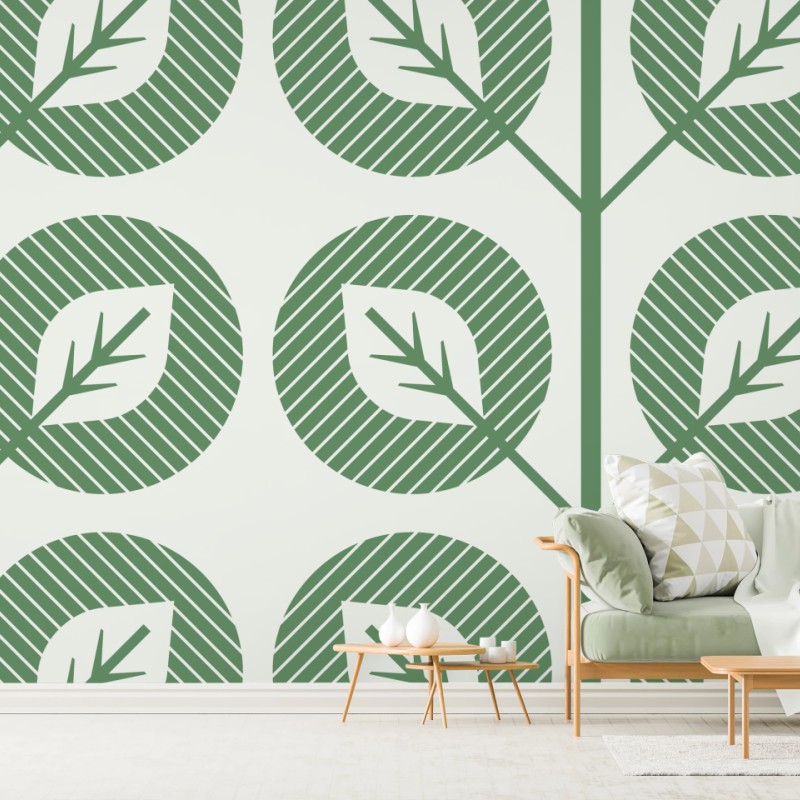 Fototapete grünes geometrisches blattmuster
