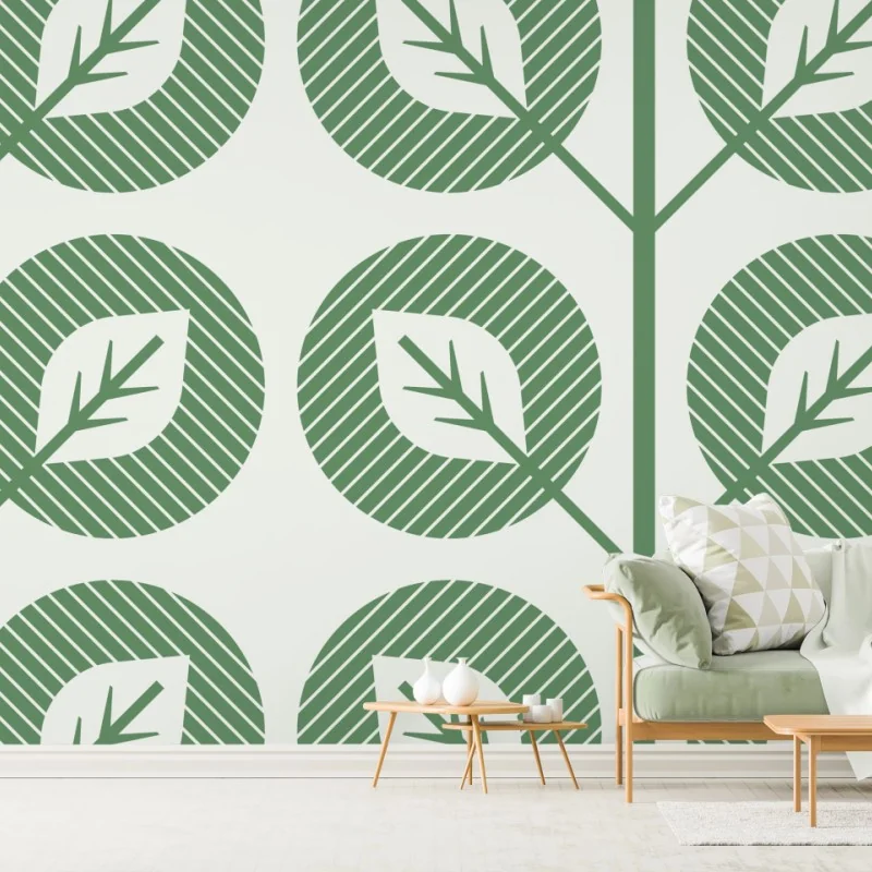 Fototapete grünes geometrisches blattmuster