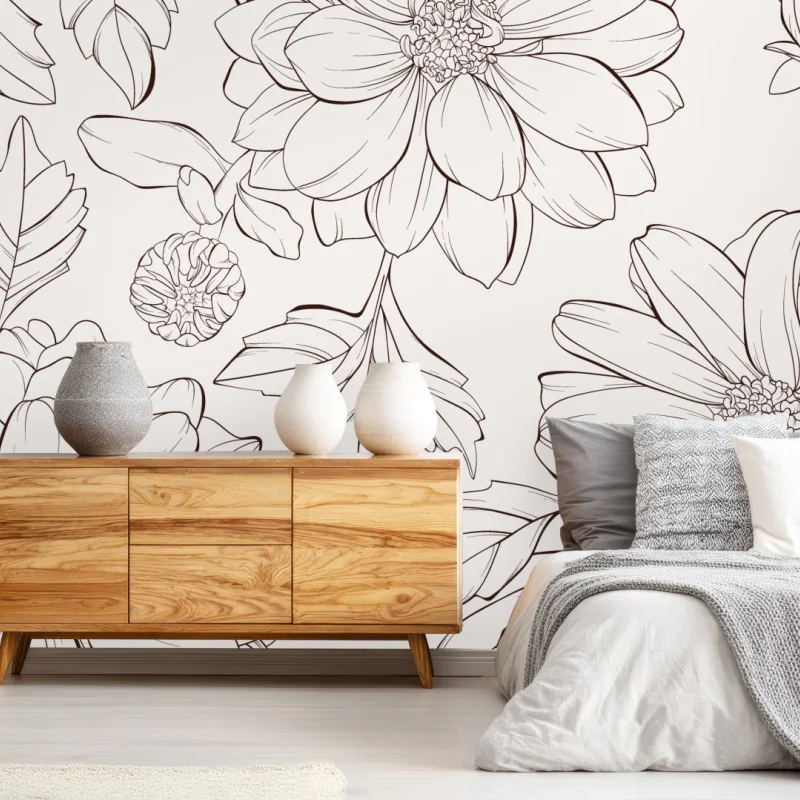 Fototapete zartes botanisches blumenmuster – Wallnifity® Fototapete zartes botanisches blumenmuster – Wallnifity®