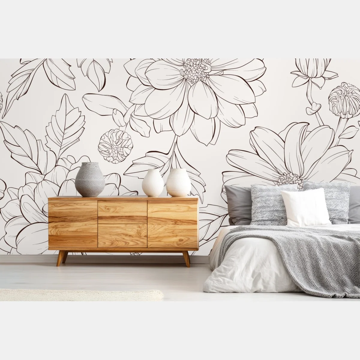 Fototapete zartes botanisches blumenmuster – Wallnifity® Fototapete zartes botanisches blumenmuster – Wallnifity®