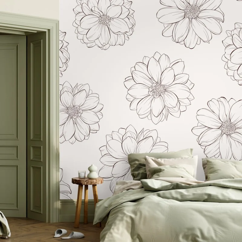 Fototapete zartes blumenmuster in beige – Wallnifity® Fototapete zartes blumenmuster in beige – Wallnifity®