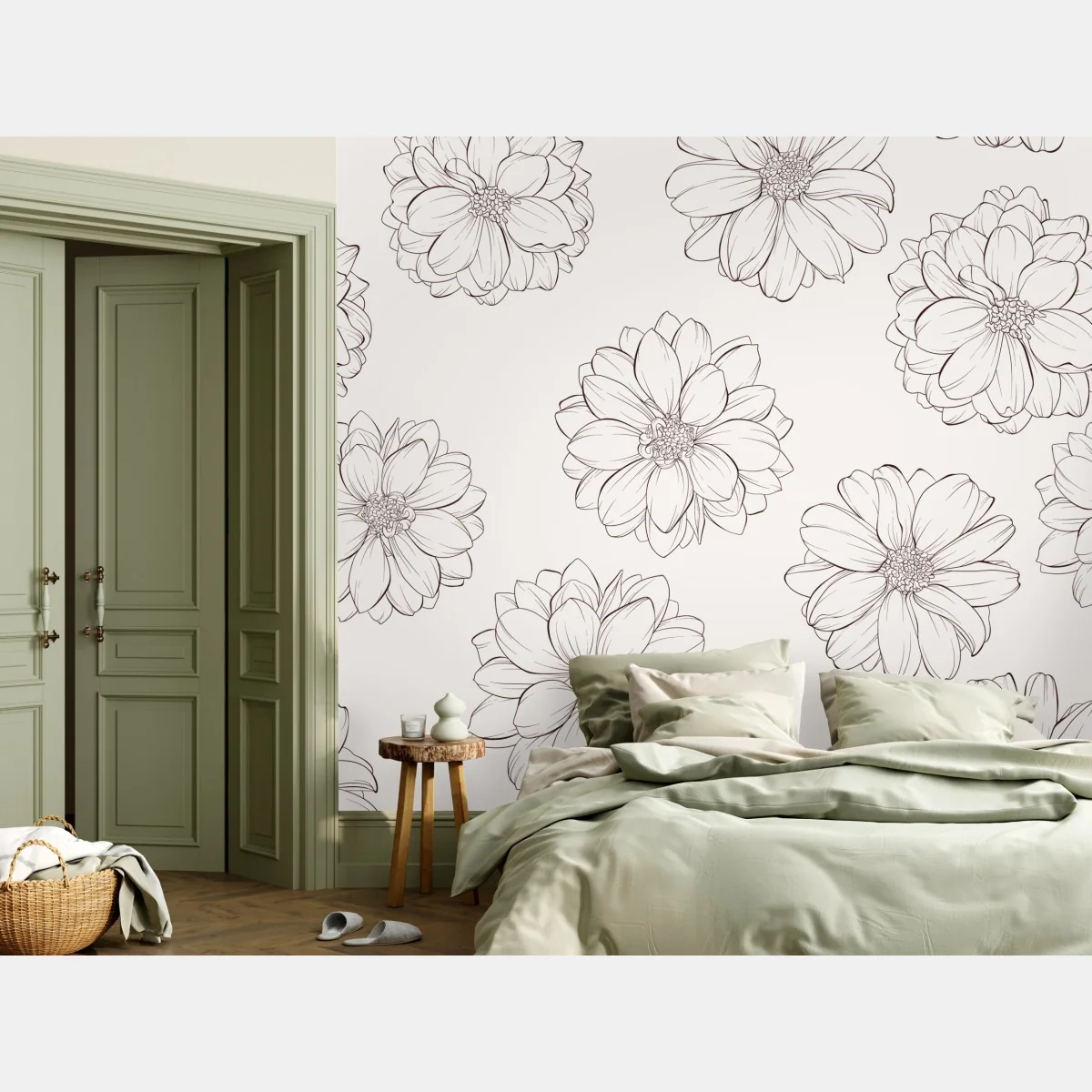 Fototapete zartes blumenmuster in beige – Wallnifity® Fototapete zartes blumenmuster in beige – Wallnifity®