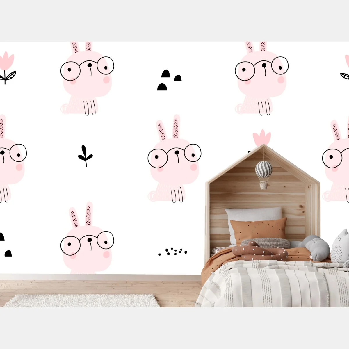 Fototapete verspieltes rosa kaninchenmuster für kinderzimmer – Wallnifity® Fototapete verspieltes rosa kaninchenmuster für kinderzimmer – Wallnifity®