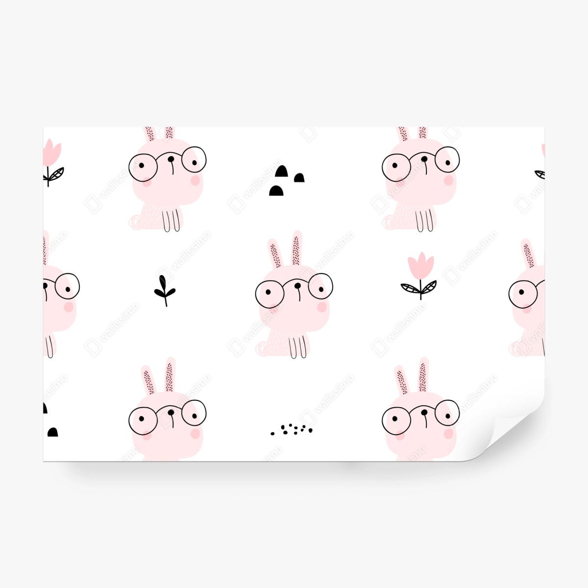 Fototapete verspieltes rosa kaninchenmuster für kinderzimmer – Wallnifity® Fototapete verspieltes rosa kaninchenmuster für kinderzimmer – Wallnifity®