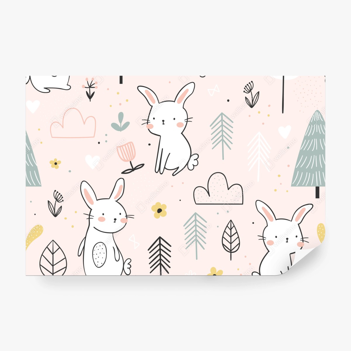 Fototapete verspieltes hasenmuster für kinderzimmer – Wallnifity® Fototapete verspieltes hasenmuster für kinderzimmer – Wallnifity®