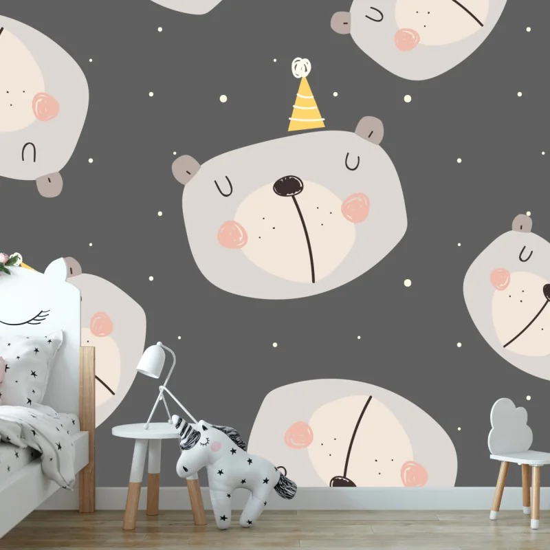 Fototapete pastell schlafende bären muster für kinderzimmer