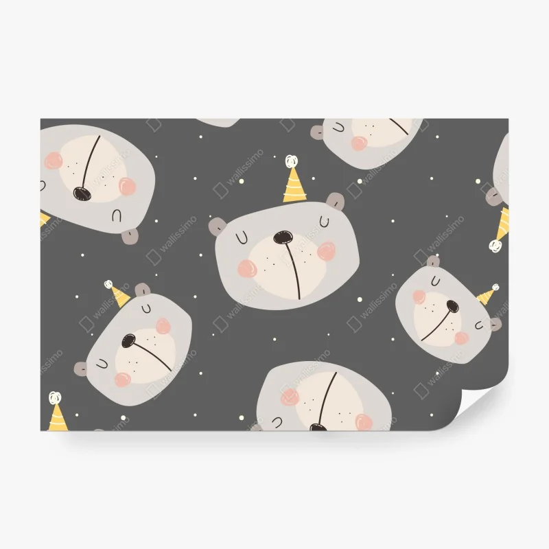 Fototapete pastell schlafende bären muster für kinderzimmer
