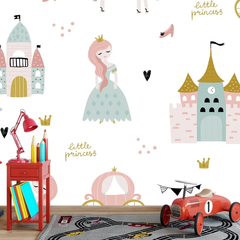 Fototapete pastell prinzessin muster für kinderzimmer