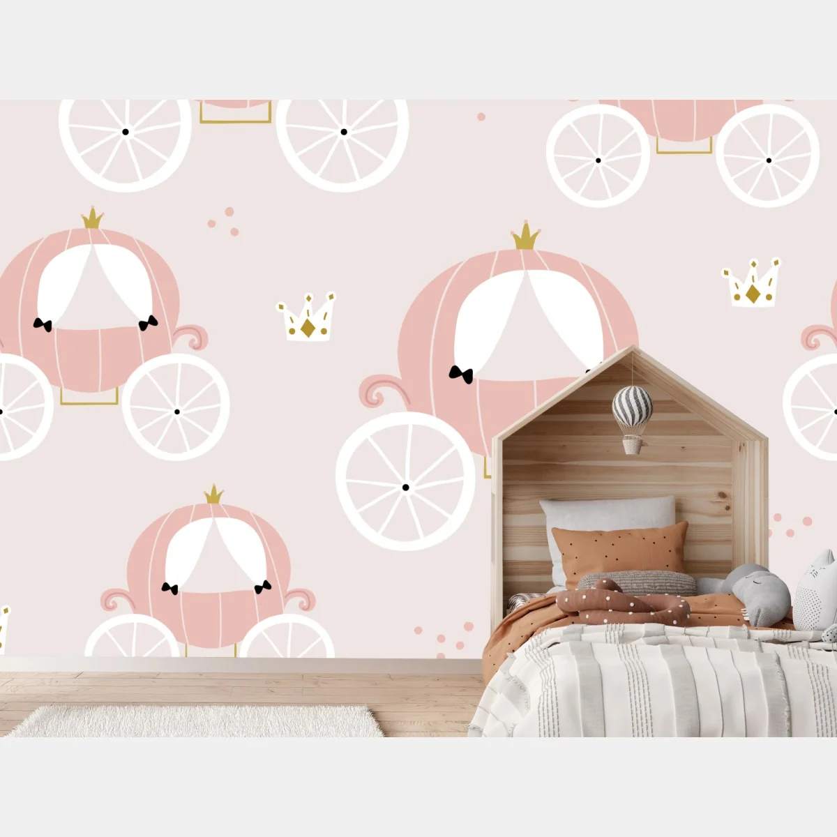Fototapete rosa prinzessinnenkutsche muster – Wallnifity®