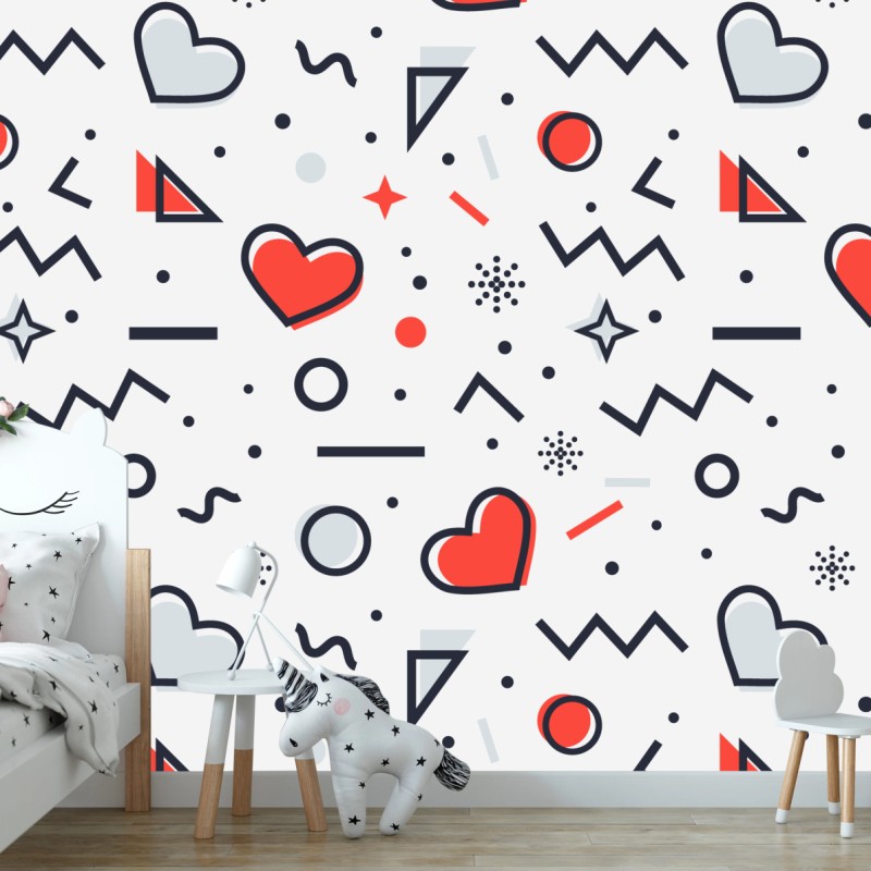 Fototapete verspieltes herzenmuster auf weißem hintergrund – Wallnifity® Fototapete verspieltes herzenmuster auf weißem hintergrund – Wallnifity®