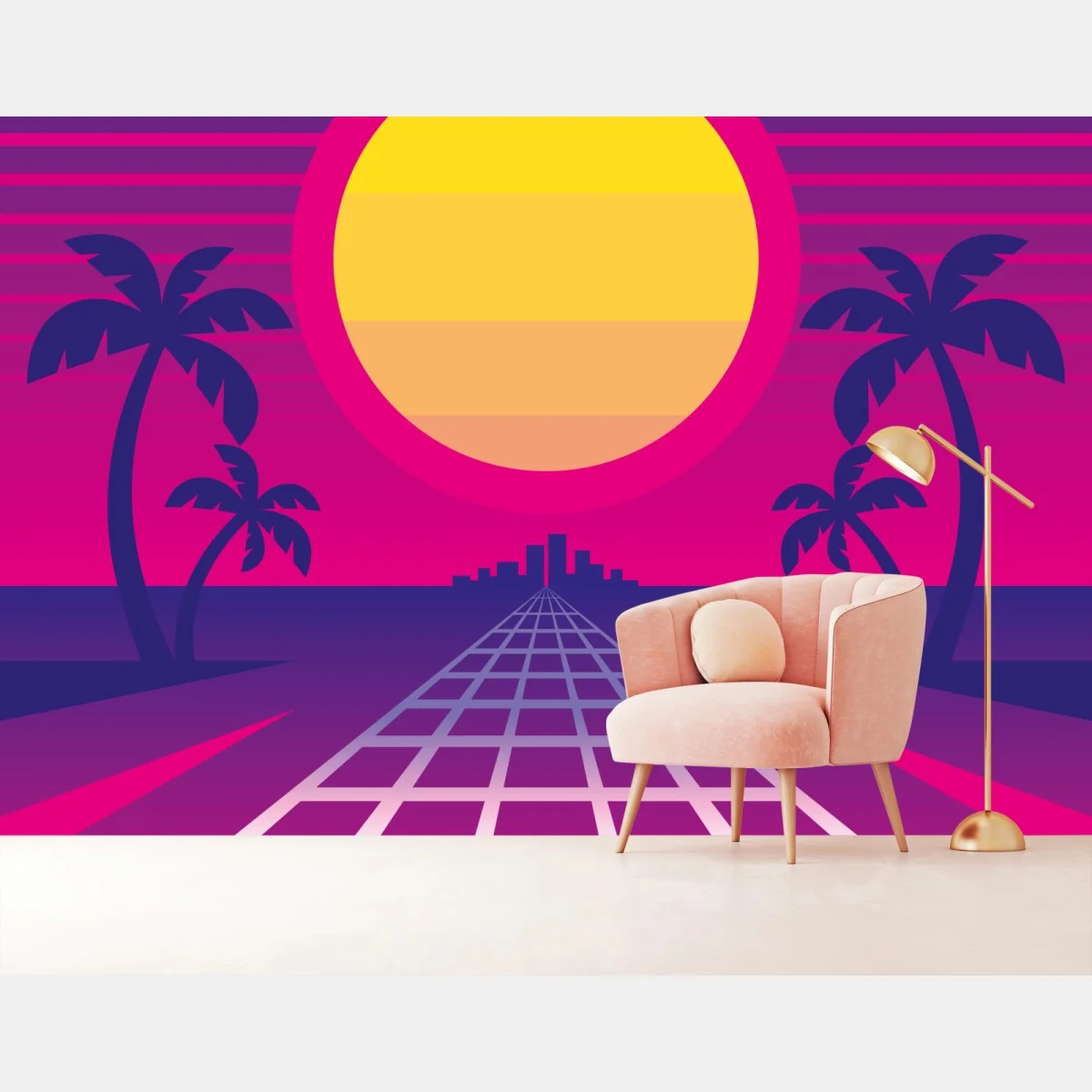 Fototapete neon sonnenuntergang skyline – Wallnifity® Fototapete neon sonnenuntergang skyline – Wallnifity®