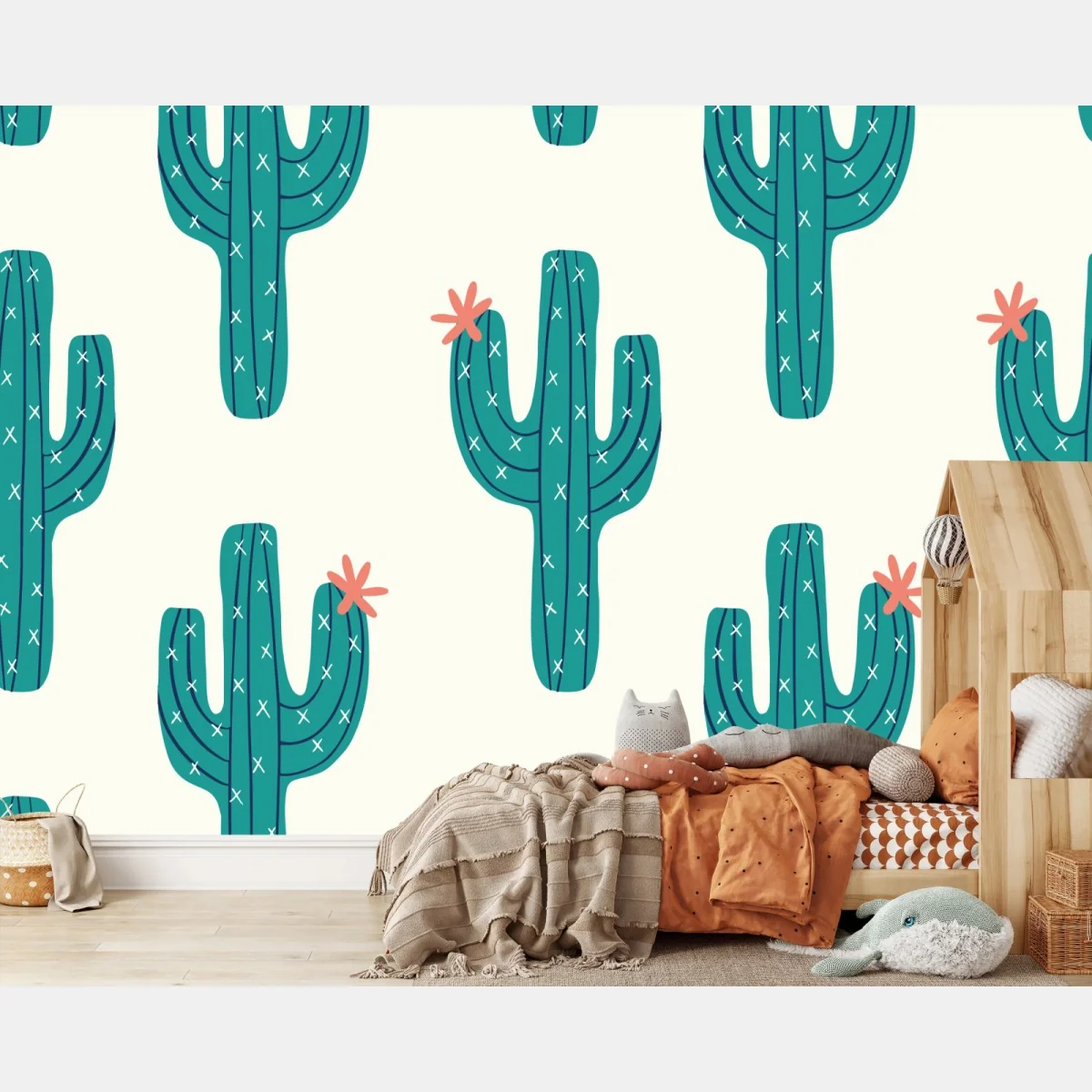 Fototapete verspieltes türkis kaktusmuster – Wallnifity® Fototapete verspieltes türkis kaktusmuster – Wallnifity®