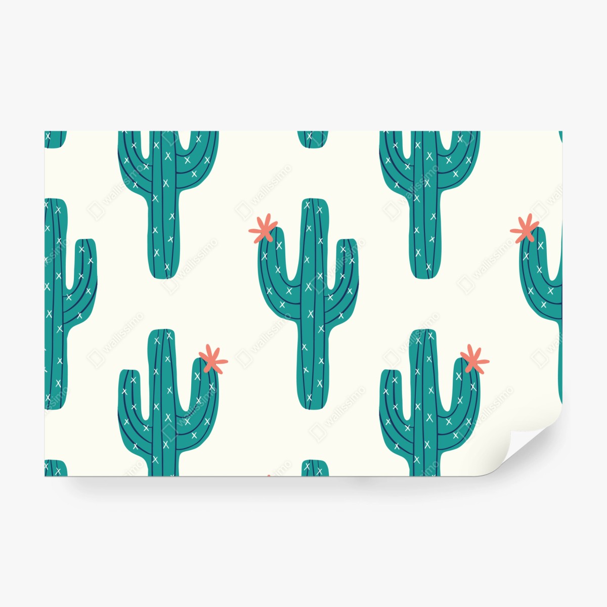 Fototapete verspieltes türkis kaktusmuster – Wallnifity® Fototapete verspieltes türkis kaktusmuster – Wallnifity®