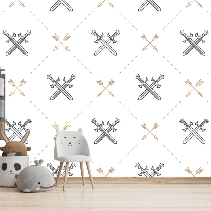 Fototapete muster mit gekreuzten schwertern und pfeilen