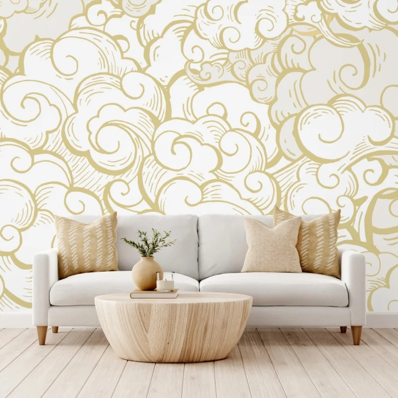 Fototapete goldenes ornamentales wolkenmuster