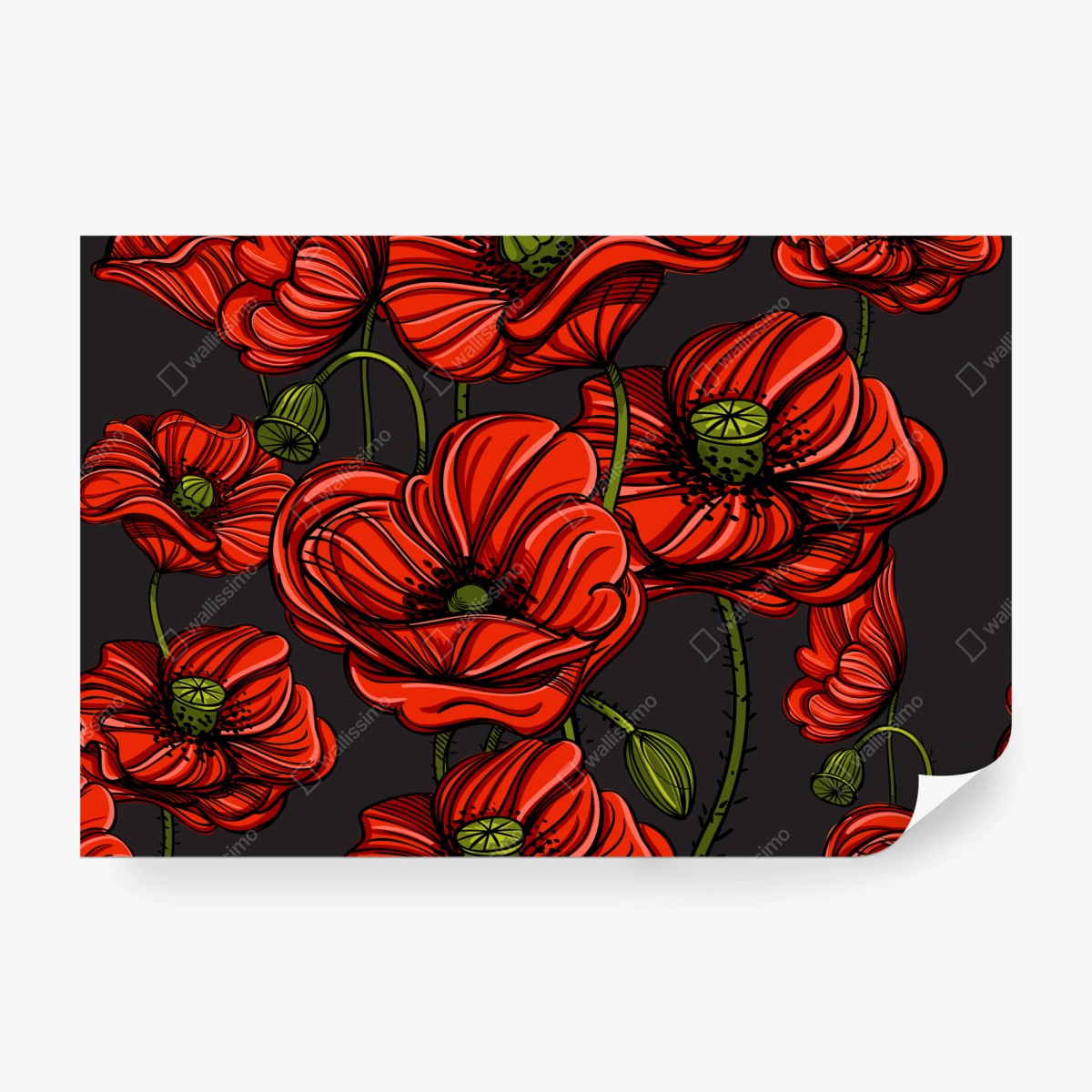 Fototapete kräftige rote mohnblumen illustration – Wallnifity® Fototapete kräftige rote mohnblumen illustration – Wallnifity®