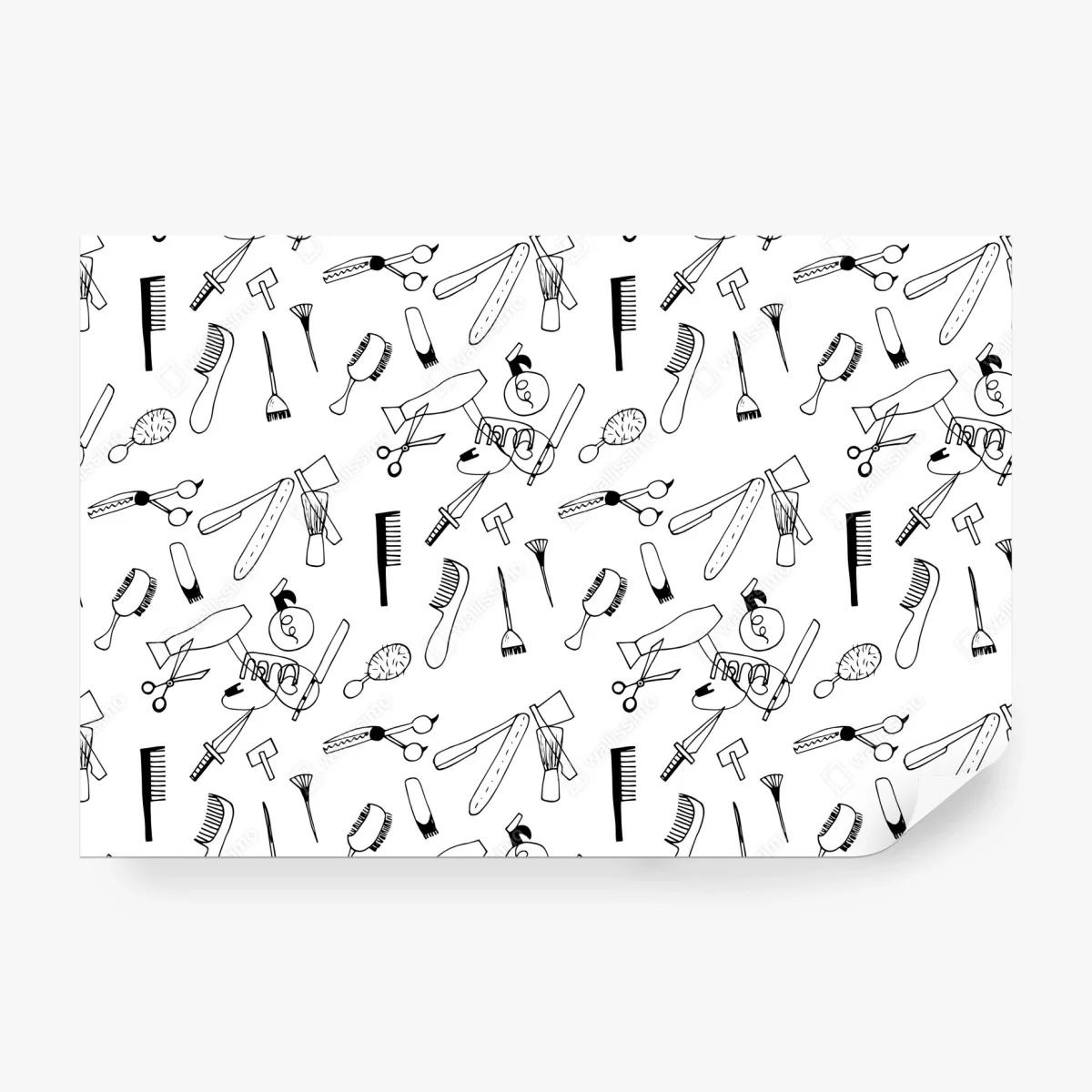 Fototapete handgezeichnetes muster von friseurwerkzeugen – Wallnifity® Fototapete handgezeichnetes muster von friseurwerkzeugen – Wallnifity®