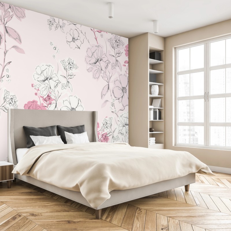 Fototapete zartes rosa blumenmuster